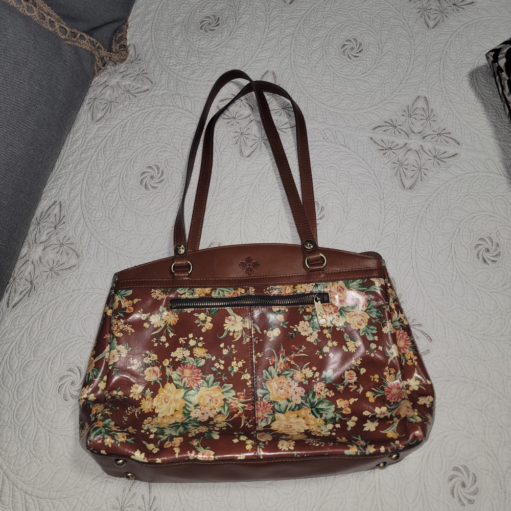Patricia Nash Floral Brown Tote Bag